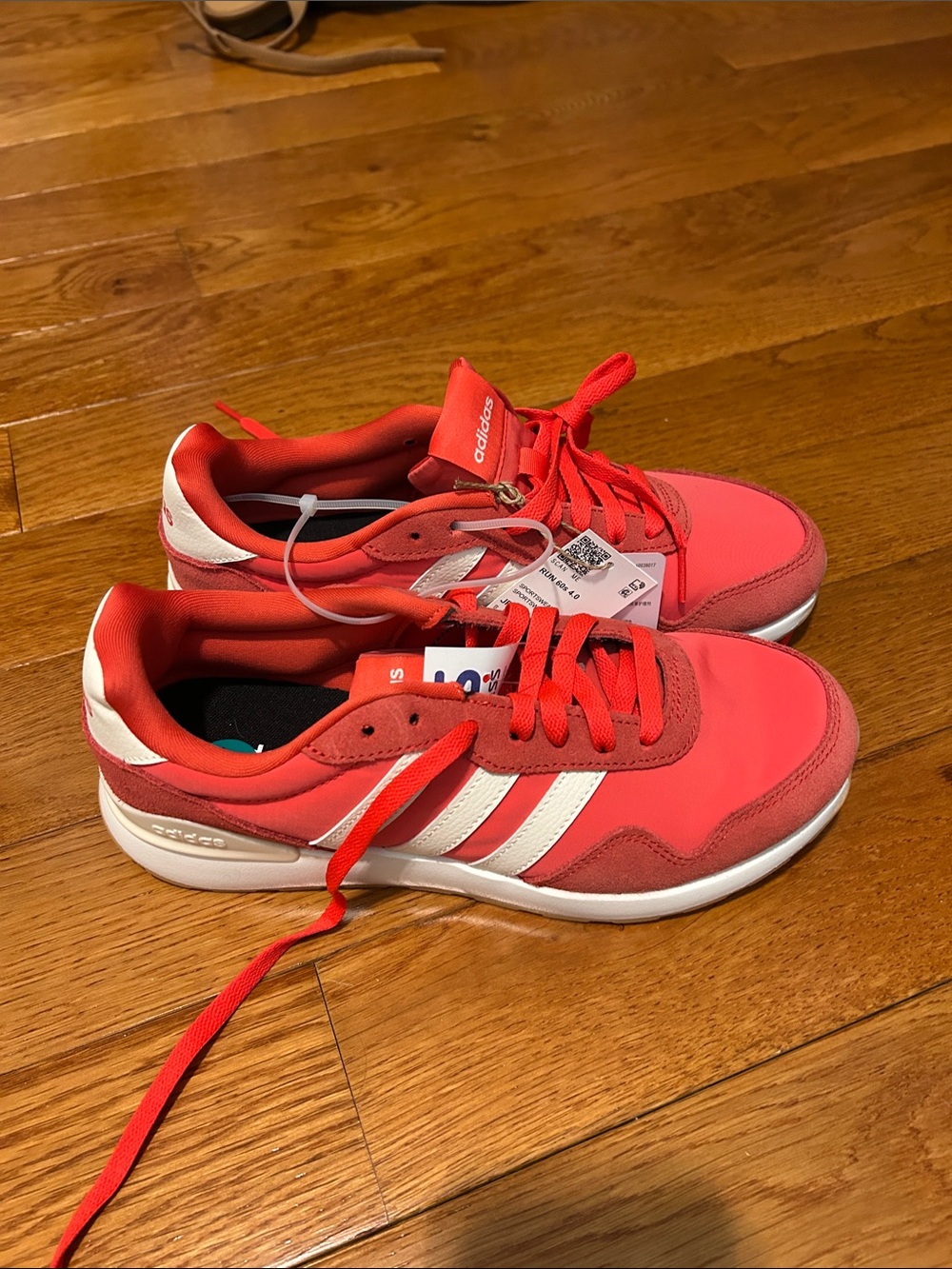 adidas Coral Red and White Retro Runner Shoes